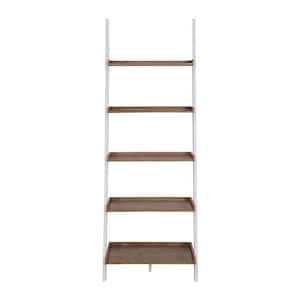 American Heritage 72 in. Driftwood/White Wood 5-Shelf Ladder Bookcase