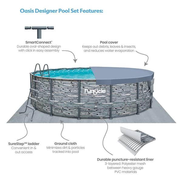 Funsicle 32-ft x 16-ft x 52-in Metal Frame Rectangle Above-Ground Pool with  Filter Pump,Ground Cloth,Pool Cover and Ladder in the Above-Ground Pools  department at
