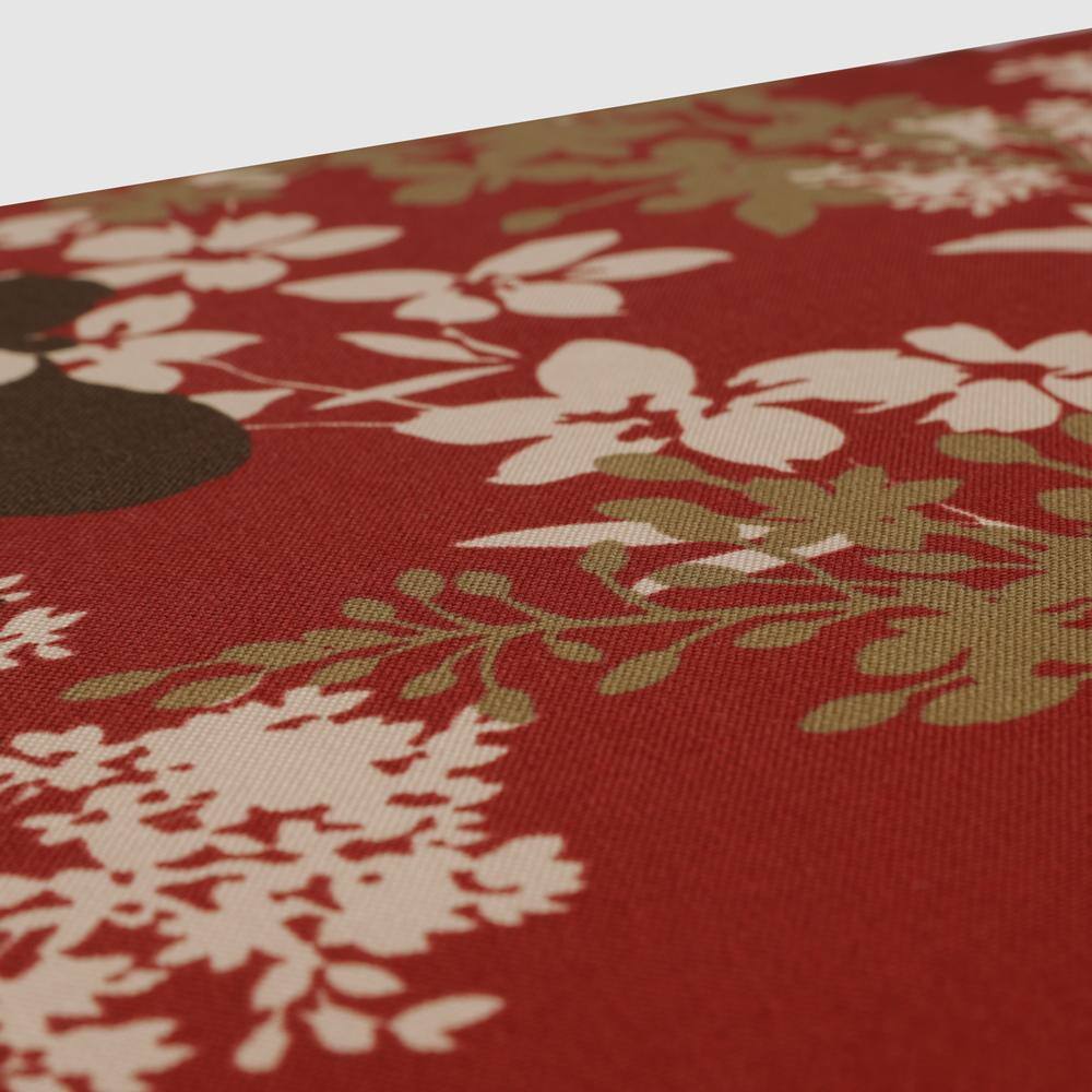 Reversible Red and Brown Floral Stripe Lumbar Pillow Set