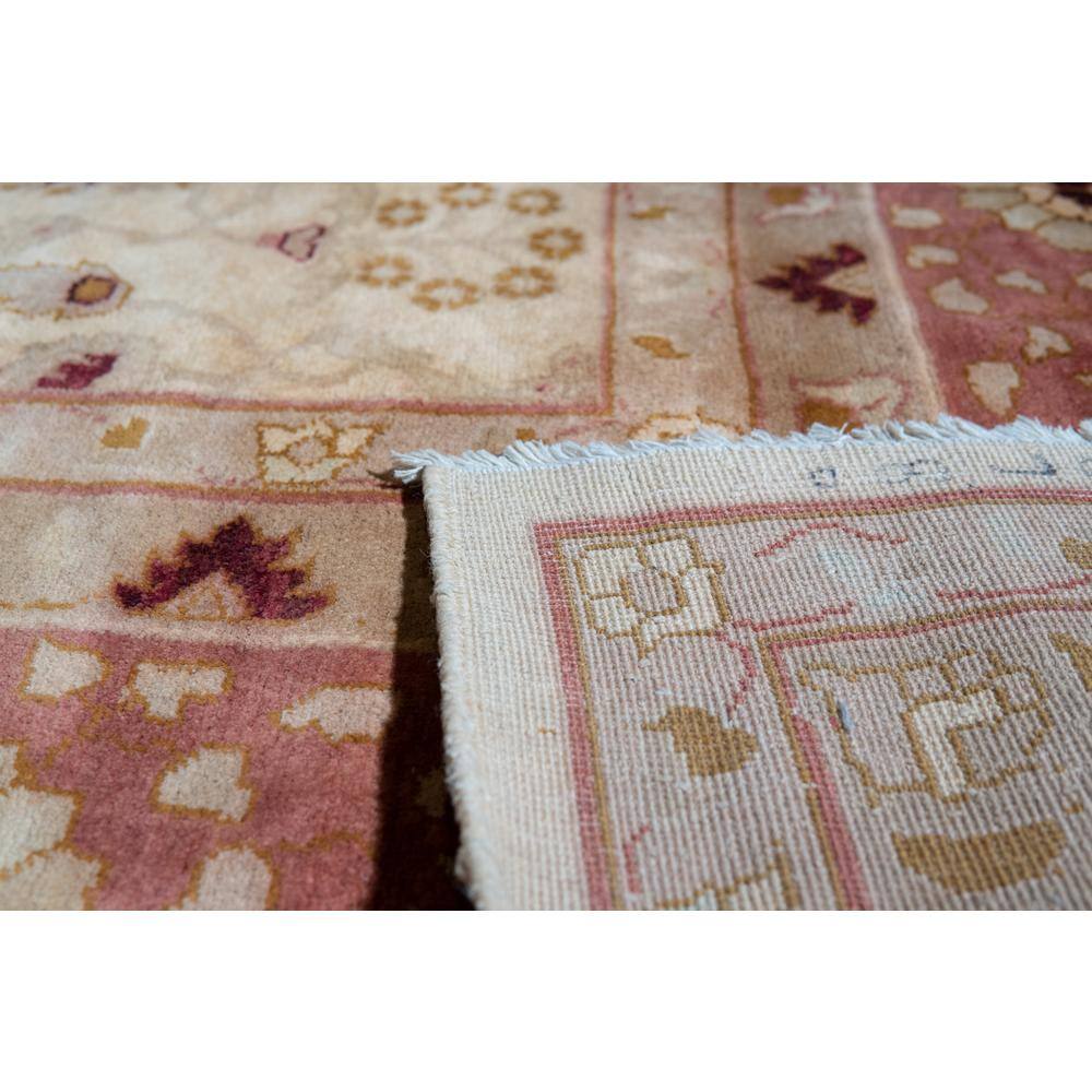 Red and Beige Hand-Knotted Wool Rectangular Area Rug