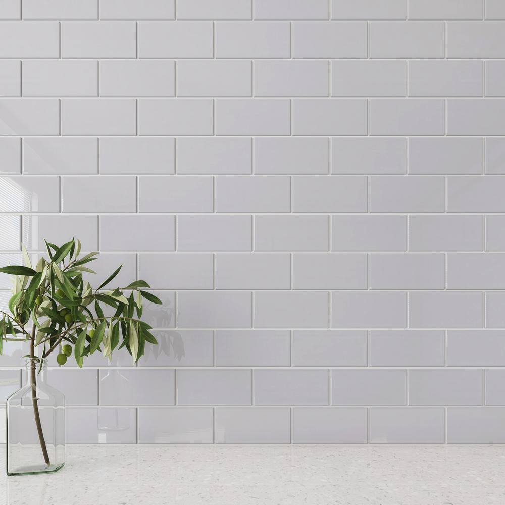 Lavender Gray 3" x 6" Glass Subway Wall Tile