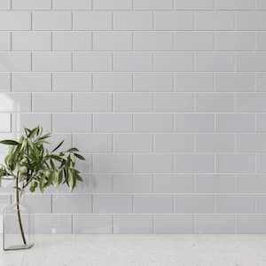 Lavender Gray 3 in. x 6 in. x 8mm Glass Subway Wall Tile (5 sq. ft./Case)