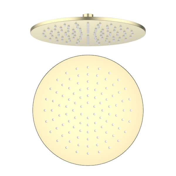 KIBI 1-Spray Patterns with 1.75 GPM 10 in. Wall Mount Rain Fixed Shower Head with Corrosion Resistant in Brushed Gold