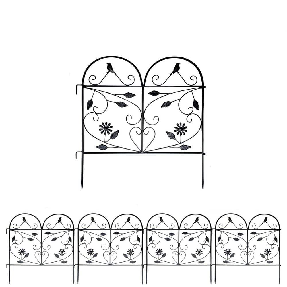 Garden Fence 22. 8 in. (H)x 7.3 ft. (L) (4 Panels) Metal Border Folding Fen