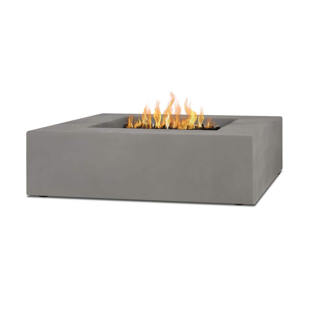 Flint Gray Low Square Concrete Propane Fire Pit Table