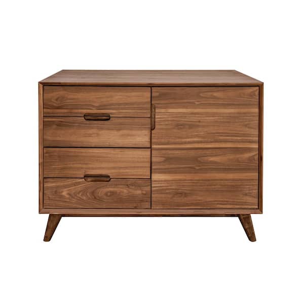 Nyhus Lowry 42 in. W x 18 in. D x 32 in. H Solid Wood 2-Section Sideboard, Walnut