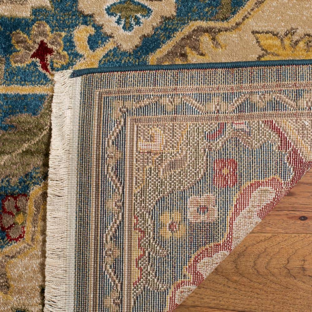 Elysian Blue Floral Easy-Care Synthetic Area Rug, 5'1" x 7'5"