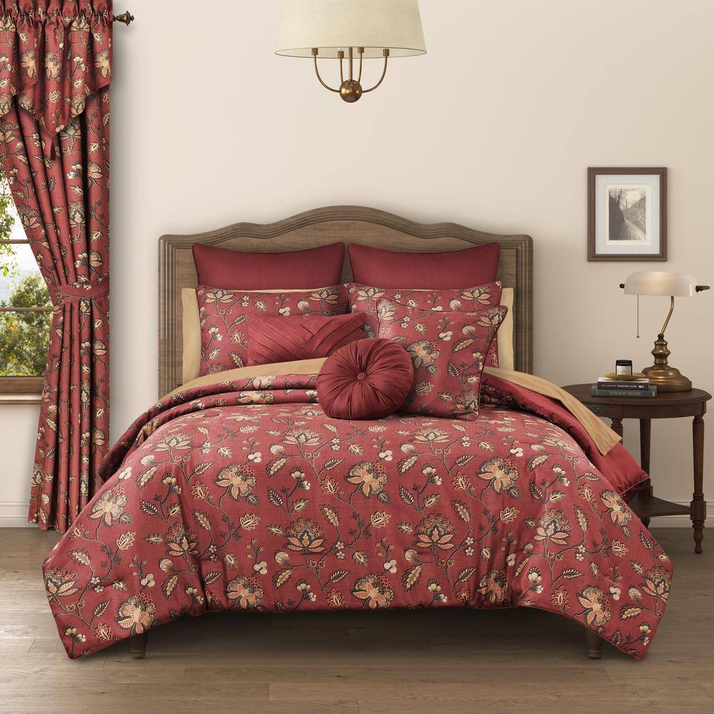 Bari Red Polyester Full/Queen 3-Piece Comforter Set
