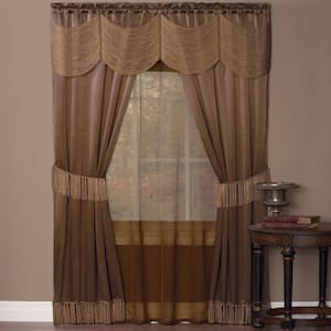 Halley 56 in. W x 63 in. L Polyester Light Filtering 6 Piece Window Curtain Set in Taupe