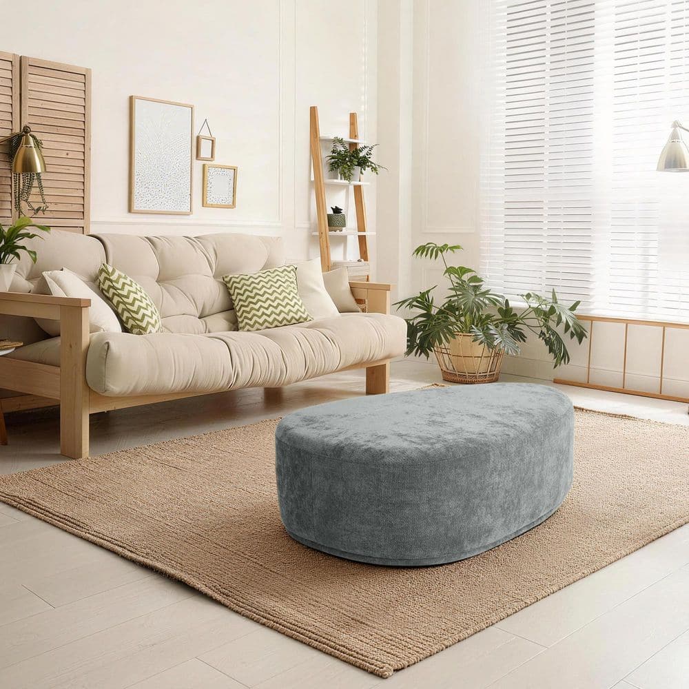 44 in. Wide Modern Rock Gray Cheese Block Design Chenille Home Triangle Cocktail Ottoman (Set of 1) price history on PriceWatchPro
