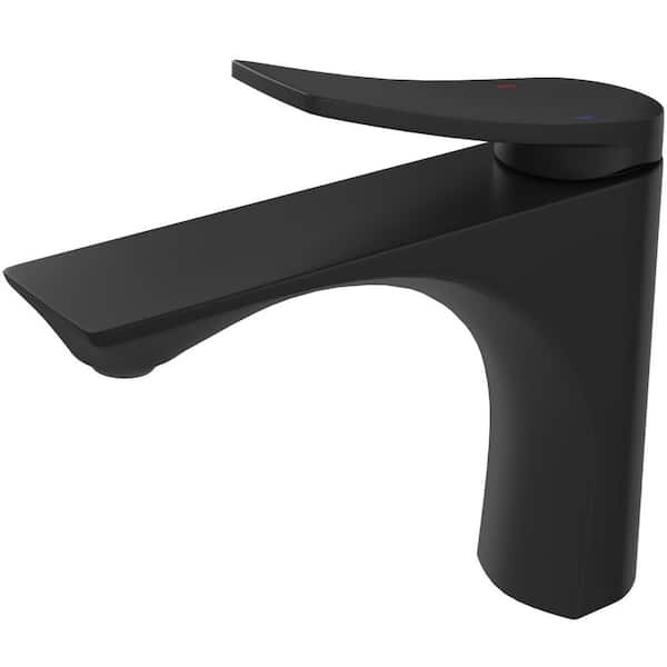 HOMEMYSTIQUE Single Hole Single-Handle Bathroom Faucet in Matte Black