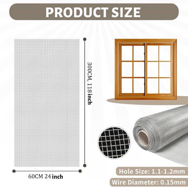 Angel Sar 2 ft. x 9.83 ft. 304 Stainless Steel Welded Wire 20-Mesh Air Vent Window Screen for Door Patio Cover, Cage Garden