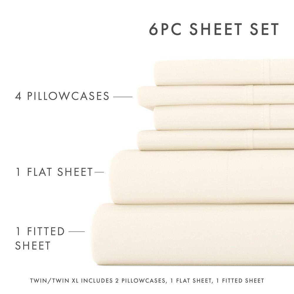 Ivory Queen Wrinkle Resistant Microfiber 6-Piece Sheet Set