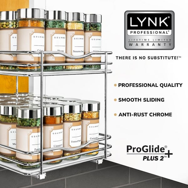 LYNK PROFESSIONAL Silver Metallic Expandable Spice Rack Drawer Organizer -  4-Tier Spice Rack for Kitchen Drawers, Spice Drawer Organizer 4304142PK -  The Home Depot