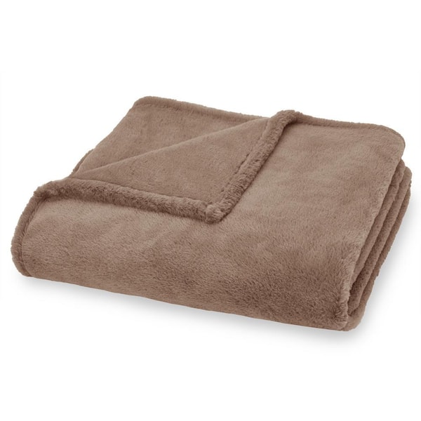 Generic Beige Ultra Fine Faux Fur Throw Blanket