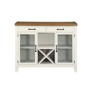 Hyland White and Walnut Brown Wood 52 in. Buffet Server