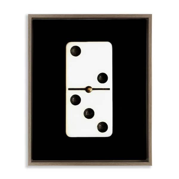White Domino on Black by Graffi tee Studios Brown Floater Frame Typography Graphic Art Print 31 in. x 25 in.