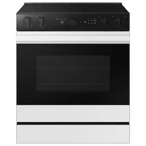 Bespoke Smart Slide-In Electric Range 6.3 cu. ft. in White Glass with Air Sous Vide and Air Fry