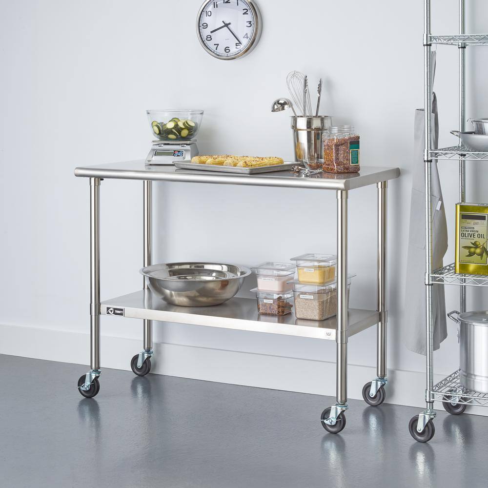 EcoStorage 48" Stainless Steel Portable Prep Table with Wheels