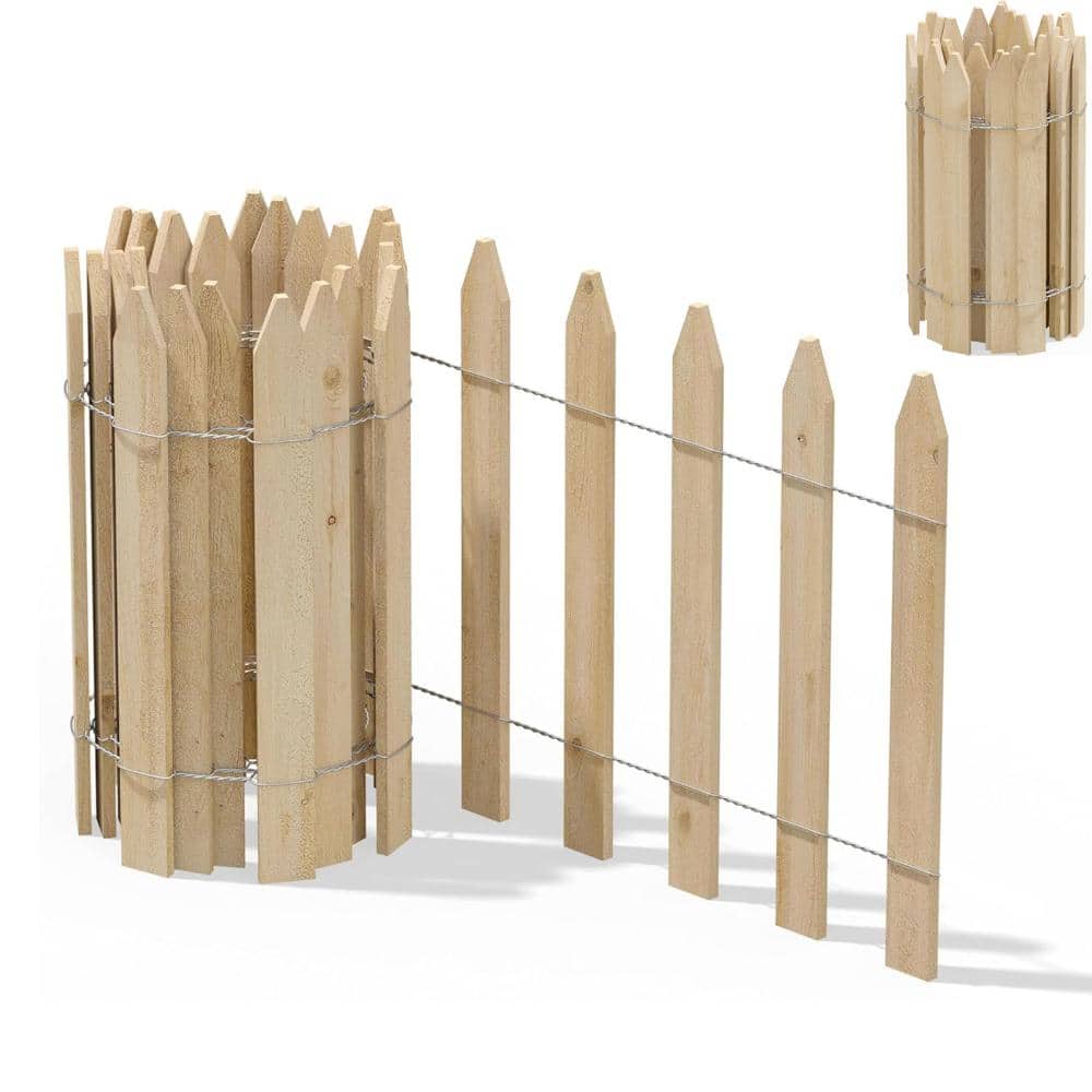 8 ft. x 16 in. Cedar Wooden Garden Picket Fence, Natural Cedar Decorative Lawn Border，6-Pack price history on PriceWatchPro