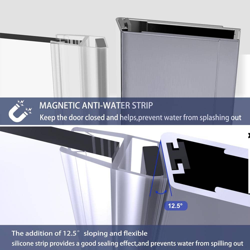 72" Frameless Chrome Pivot Shower Door with Clear Glass