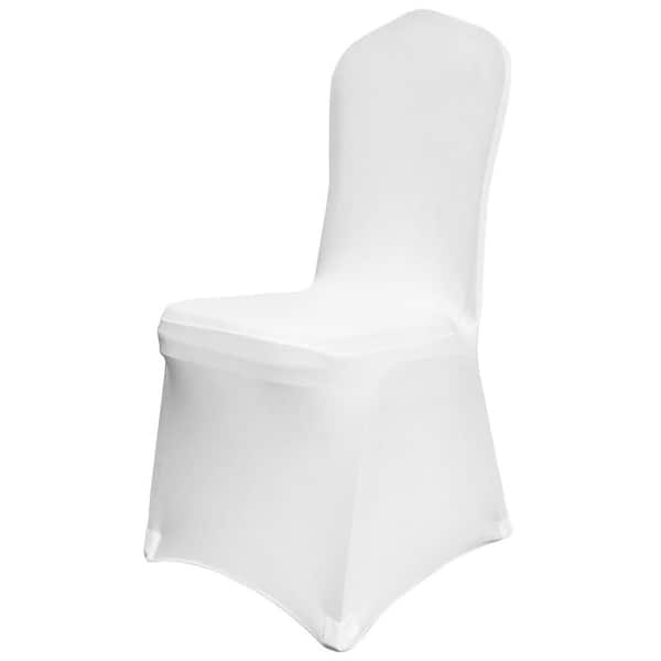SKYSHALO 50 Pieces White Chair Covers Polyester Spandex Chair Cover Stretch Slipcovers Flat-Front Chair Covers