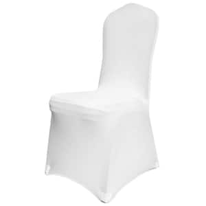 White Chair Covers Polyester Spandex Chair Cover Stretch Slipcovers Flat-Front Chair Covers (50-Pieces)