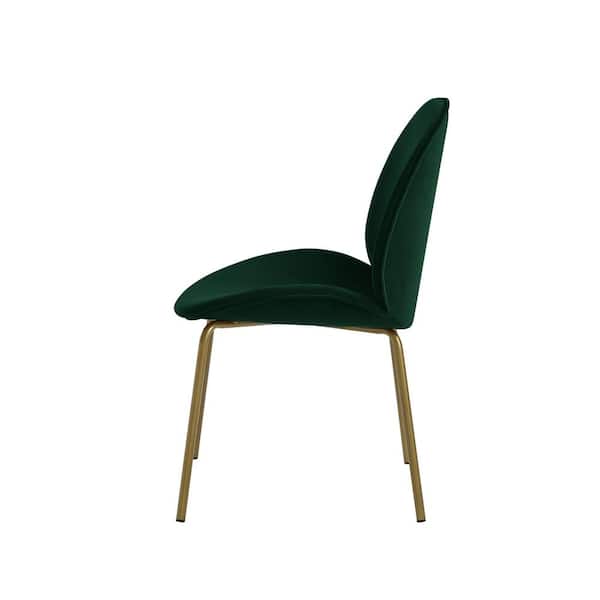 Inspired Home Luciano Hunter Green Upholstered Velvet Dining Chairs Set of 2
