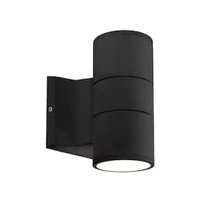 Lund 7-in 1-Light 21-Watt Black Integrated LED Exterior Wall Sconce