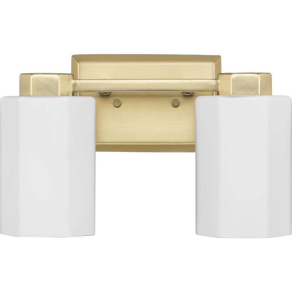 Estrada Brushed Gold 2-Light Vanity with Opal Glass Shades