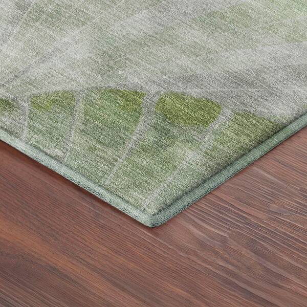 Mayfield Premium Machine Washable Abstract AMF2401 Aloe 10 ft. x 14 ft. Area Rug