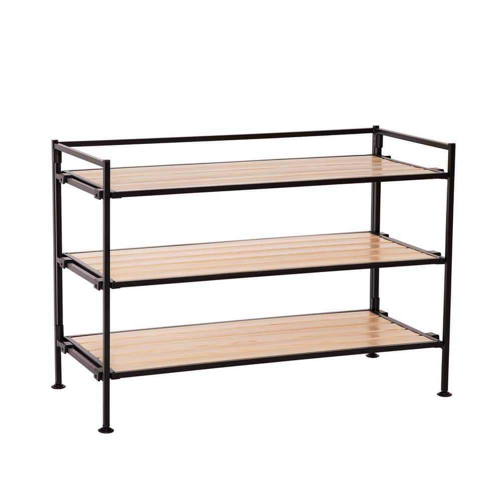 Seville Classics 19 in. H 12-Pair 3-Tier White Oak Resin Sturdy Metal Shoe Rack SHE15879B - The Home Depot
