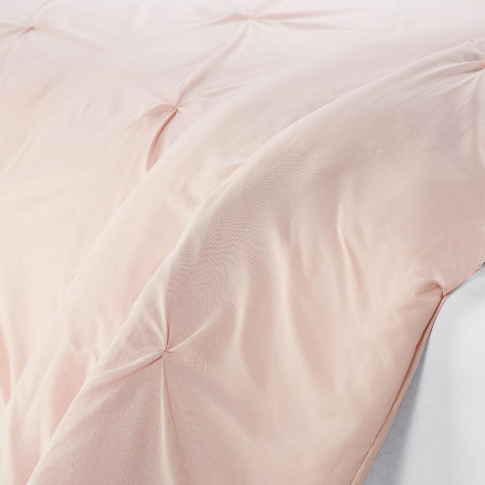 Blush Pink Pleated Fast-Drying Full/Queen Duvet Set