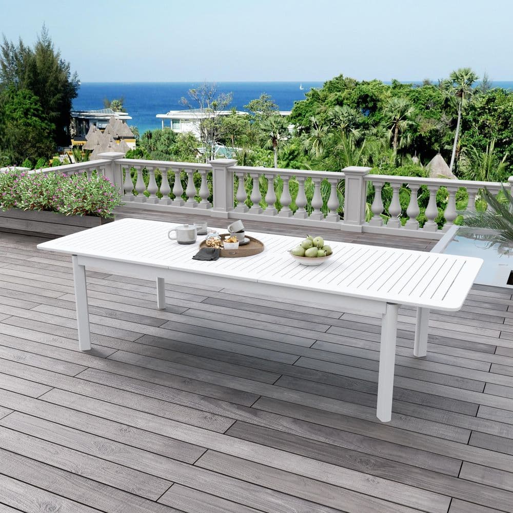 DESwan White Aluminum Rectangle Outdoor Dining Table with