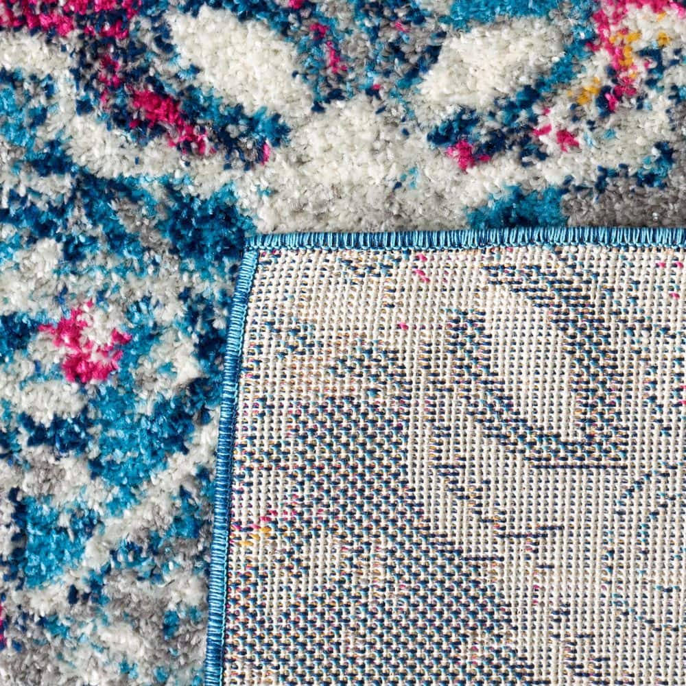 Boho Chic Glam Paisley Bluegrey Square Synthetic Area Rug
