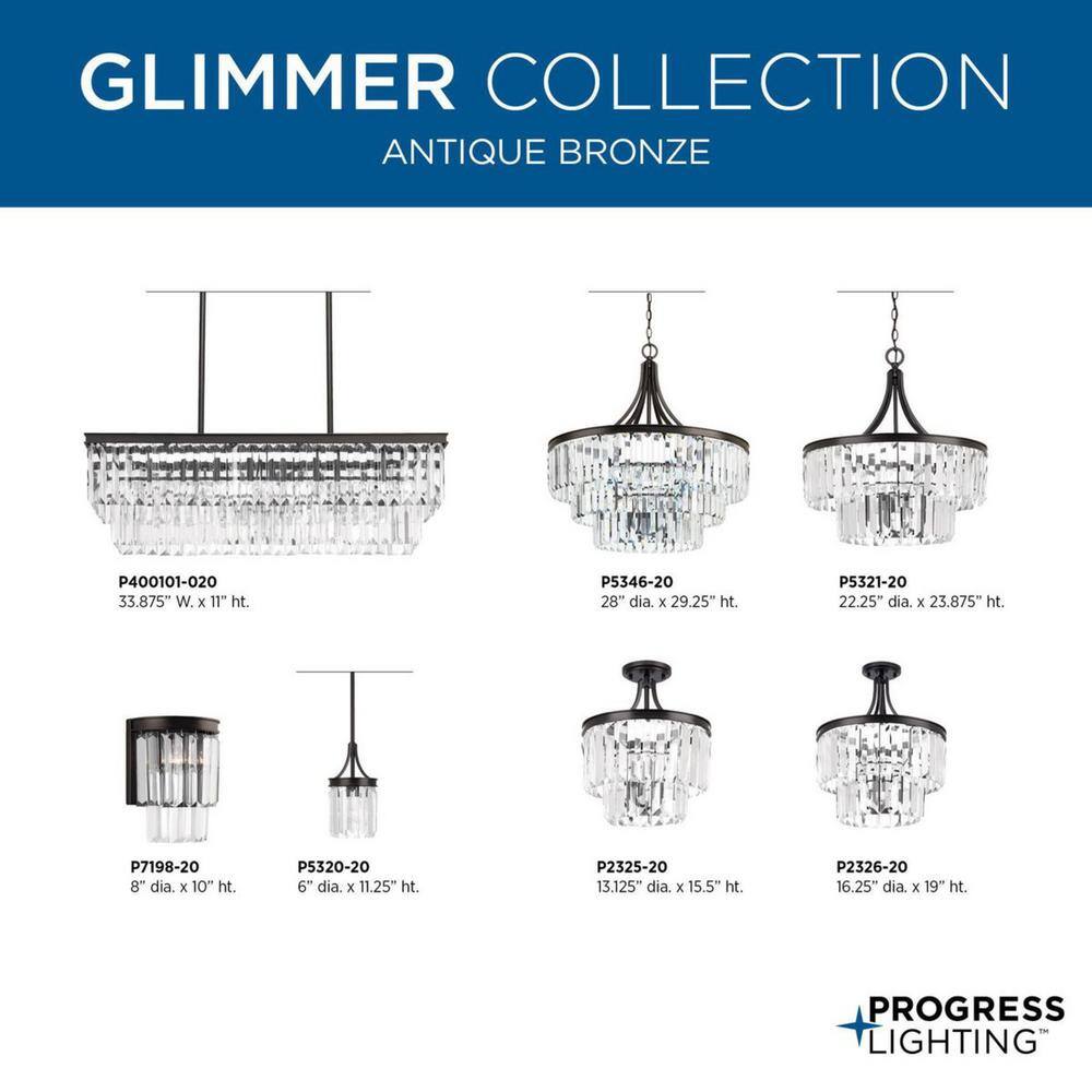 Elegant Glimmer Antique Bronze Pendant with Prismatic Glass Shade