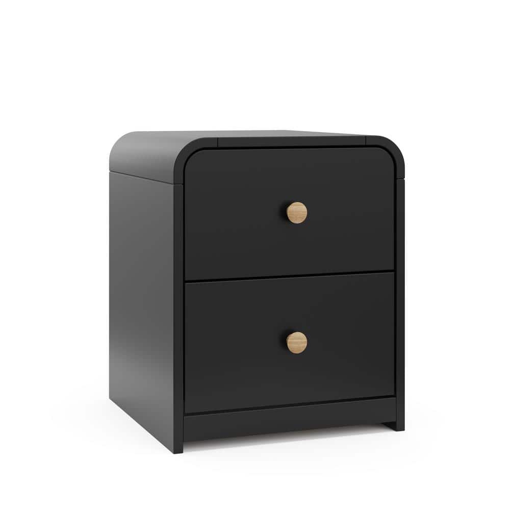 Santos Black 2-Drawer Nightstand