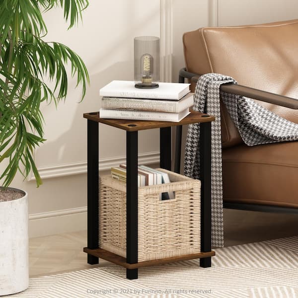 Furinno Simplistic Amber Pine/Black 13.4 in. W Nightstand