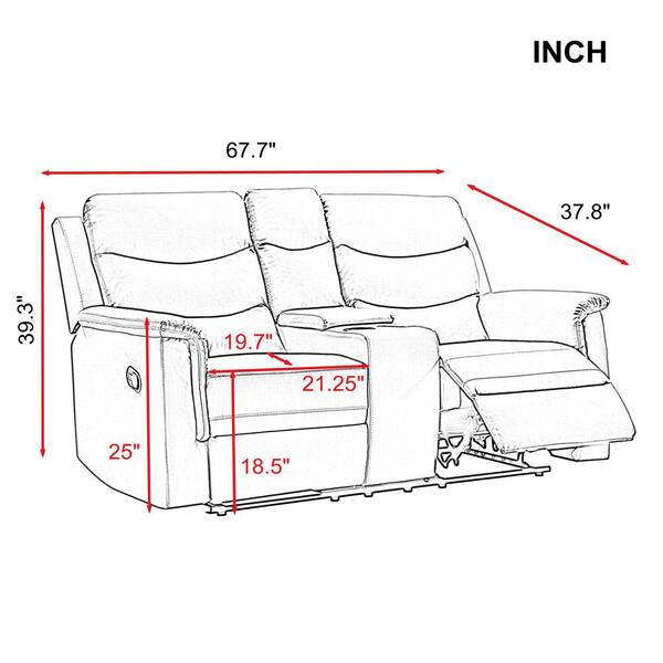 Furniture of America Dacious 81.25 in. Gray and Black Faux Leather 2-Seat  Loveseat with Cup Holders and USB Charger IDF-6217GY-LV - The Home Depot