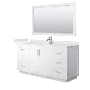 Miranda 66 in. W x 22 in. D x 33.75 in. H Single Bath Vanity in White with White Quartz Top and 58 in. Mirror