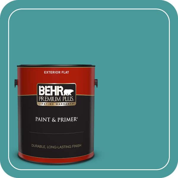 BEHR PREMIUM PLUS 1 gal. #510D-6 Aquatic Green Flat Exterior Paint & Primer