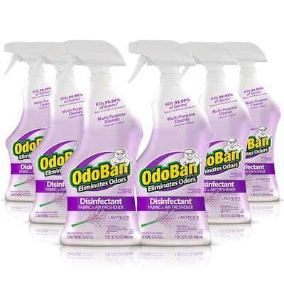 32 oz. Lavender Disinfectant Spray, Odor Eliminator, Sanitizer, Fabric Freshener, Mold Control, Multi-Purpose (6-Pack)