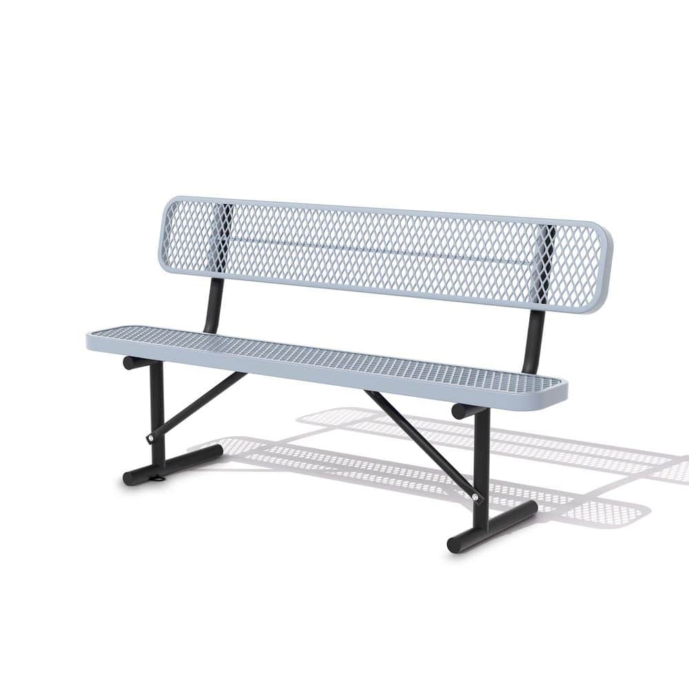 72 in. 4-Person Gray Thermoplastic Coated Metal Outdoor Garden Bench Park Bench, Picnic Bench, Commercial-Grade Seating price history on PriceWatchPro
