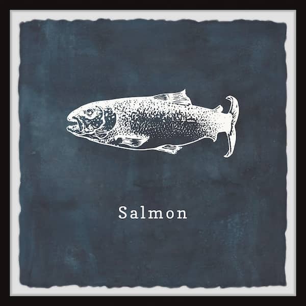 Unbranded "Salmon in Blue" by Marmont Hill Framed Animal Art Print 24 in. x 24 in.