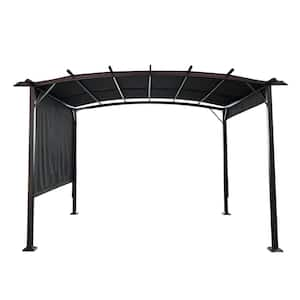 12 ft. x 9 ft. Gray Outdoor Gazebo with Retractable Shade Canopy, Steel Frame