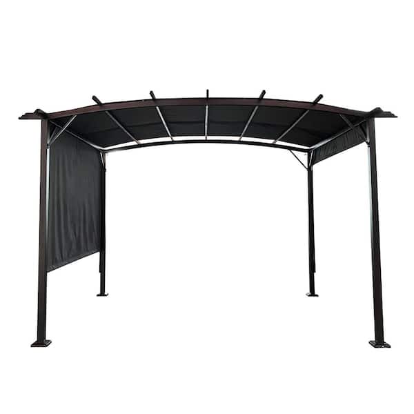 Tenleaf 12 ft. x 9 ft. Gray Outdoor Gazebo with Retractable Shade Canopy, Steel Frame