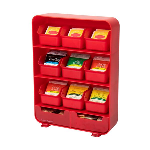 Mind Reader Baggy 9-Drawer 135-Bag Red Tea Storage Holder