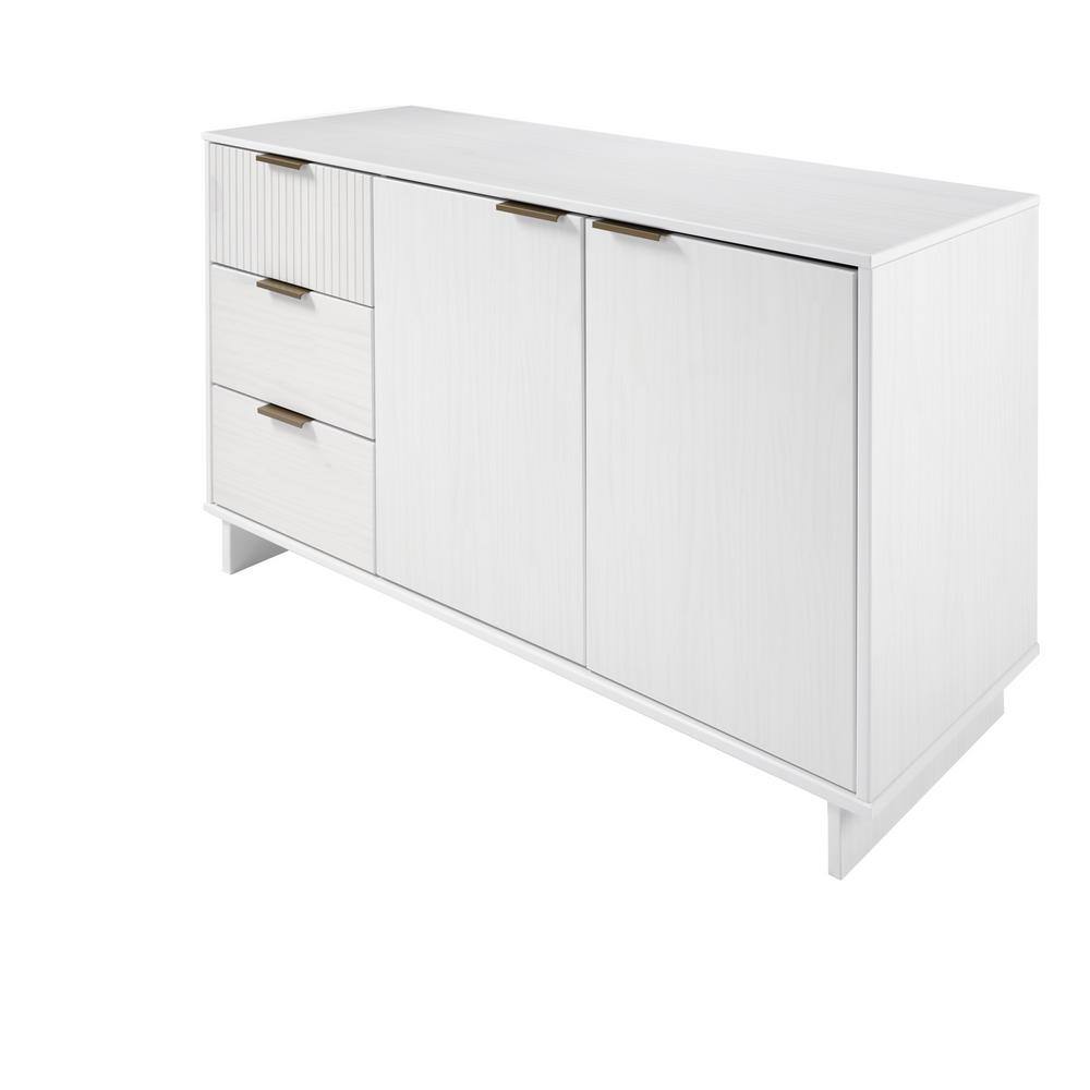 Granville 55" White Modern Buffet Sideboard with Ribbed Drawers