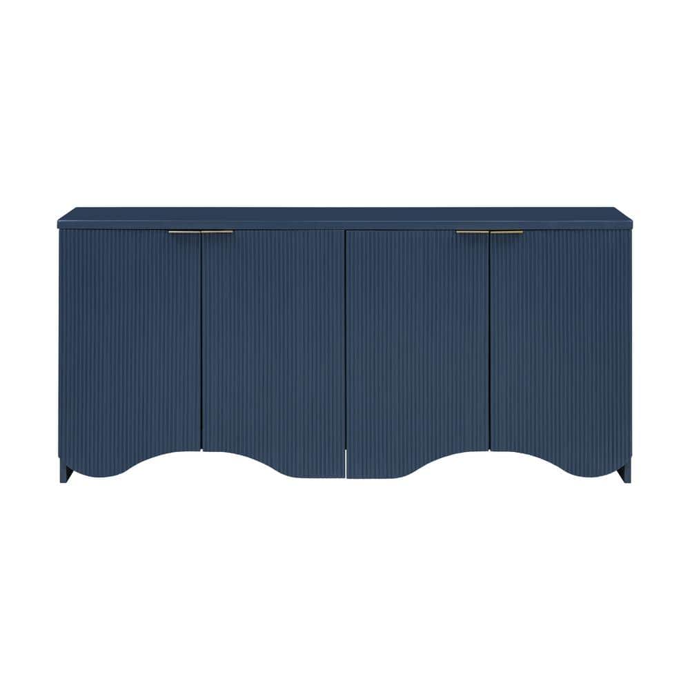 63.2 in. W x 15.7 in. D x 29.5 in. H Navy Blue Linen Cabinet with Vertical 