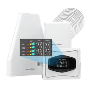 Cell Phone Signal Booster with LCD Display, up to 6,000 sq ft, Boost 4G LTE and 5G, FCC Approved in White